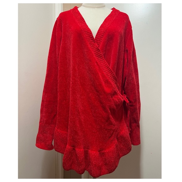 ellos Sweaters - ELLOS WRAP BRIGHT RED SOFT SWEATER LONG SLEEVE SIZE 22/24 1X.